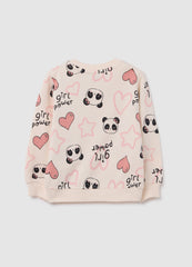 OVS Regular Fit Beige Pure Cotton Girls' Sweatshirt With Print