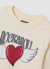 OVS Girls' Beige Pure Cotton Sweatshirt Regular Fit