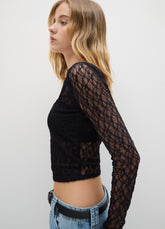 OVS Black Stretch Fabric Long Top Regular Fit