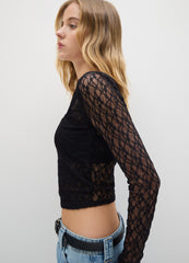 OVS Black Stretch Fabric Long Top Regular Fit