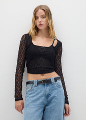 OVS Black Stretch Fabric Long Top Regular Fit