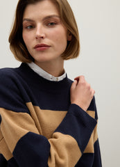 OVS Blue And Brown Striped Jumper