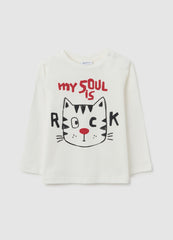 OVS White Pure Cotton Child'S T-Shirt, Regular Fit With A Panda