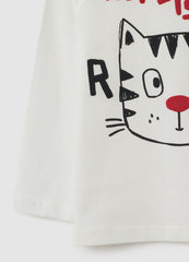 OVS White Pure Cotton Child'S T-Shirt, Regular Fit With A Panda