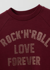 OVS Girls' Red Cotton Sweatshirt, Regular Fit