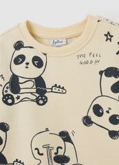 OVS Beige Regular Fit Pure Cotton Baby Sweatshirt