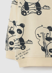 OVS Beige Regular Fit Pure Cotton Baby Sweatshirt