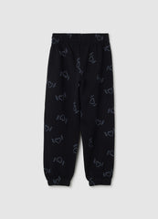 OVS Girls' Regular Fit Pure Black Cotton Trousers