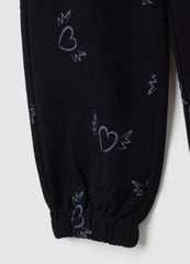 OVS Girls' Regular Fit Pure Black Cotton Trousers