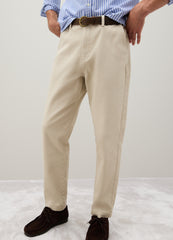 OVS Beige Stretch Cotton Trousers With Carrot Fit