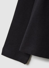 OVS Black Regular Fit Stretchy Cotton Girl'S Top With Star