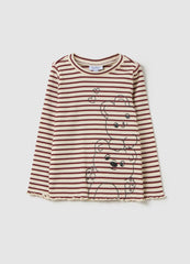 OVS Striped Stretch Cotton Baby Bear T-Shirt
