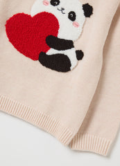 OVS Beige Sweater With Embroidered Panda