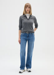 OVS Grey Long-Sleeve Polo