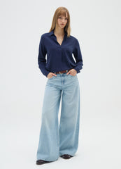 OVS Long Sleeve Blue Viscose Shirt