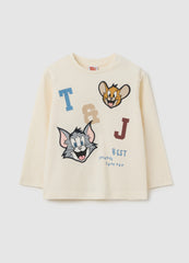 OVS Beige Pure Cotton Kids' T-Shirt With Print