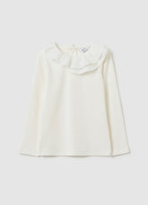 OVS White Stretch Cotton T-Shirt For Girls Regular Fit