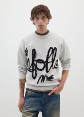 OVS Grey Regular Fit Jumper With Lettering