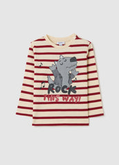 OVS Children'S Pure Cotton Striped T-Shirt With Regular Fit