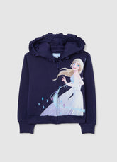 OVS Girls' Regular Fit Purple Cotton Blend Sweatshirt With Frozen Print