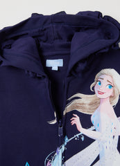 OVS Girls' Regular Fit Purple Cotton Blend Sweatshirt With Frozen Print