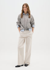 OVS Beige Cotton And Velvet Trousers Regular Fit