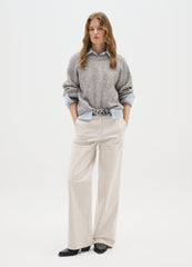 OVS Beige Cotton And Velvet Trousers Regular Fit