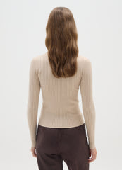 OVS Beige Fitted High-Neck Sweater