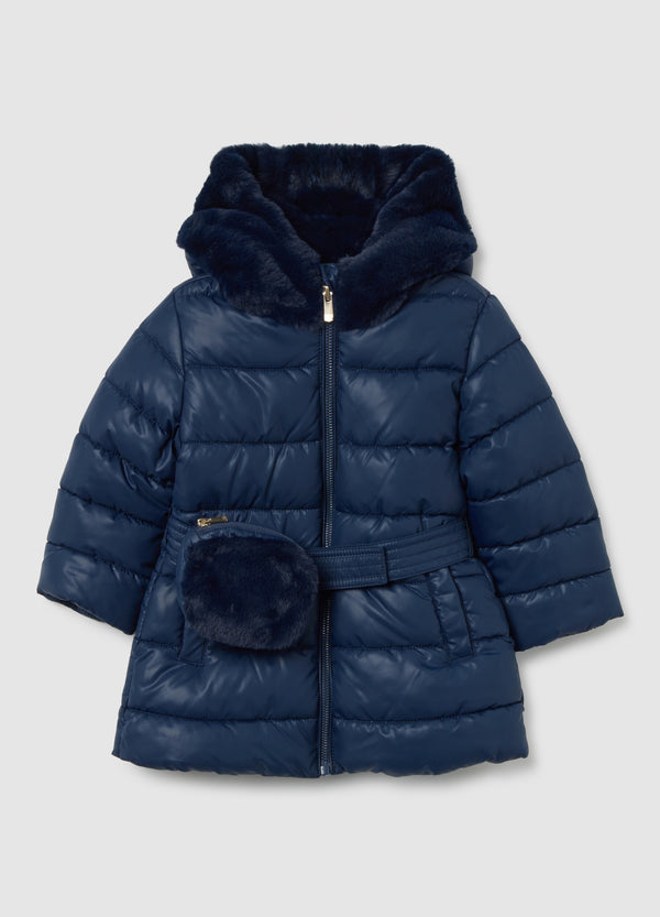 OVS Blue Padded Regular Fit Girls' Jacket With Hood And Zip