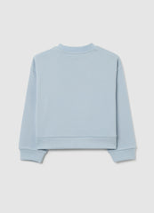 OVS Blue Regular Fit Cotton Blend Girl'S Sweatshirt With Rhinestones