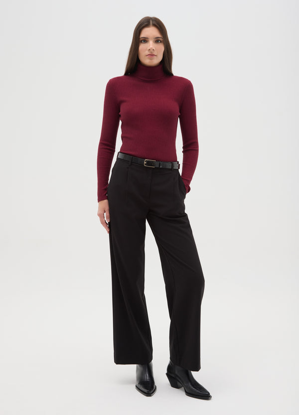OVS Crew Neck Top With Long Striped Red Sleeves Regular Fit
