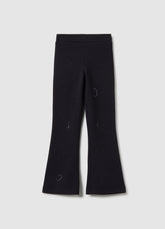 Ovs Girls' Black Cotton Stretch Flare Fit Treggings With Rhinestones