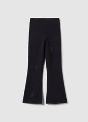 Ovs Girls' Black Cotton Stretch Flare Fit Treggings With Rhinestones