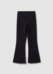Ovs Girls' Black Cotton Stretch Flare Fit Treggings With Rhinestones