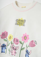 Ovs Multicolour Cotton Blend Sweatshirt And Trousers Set For Girls With Regular Fit