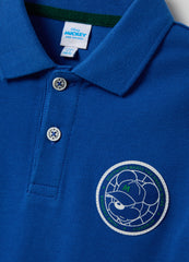 Ovs Children'S Blue Polo Shirt In Pure Cotton, Regular Fit With Disney Print