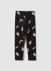 OVS Girls' Black Stretch Cotton Skinny Fit Leggings With Prints