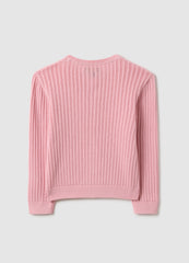 OVS Girls' Pink Striped Pure Cotton Cardigan Regular Fit