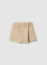 OVS Girls' Beige Pure Cotton Shorts In Regular Fit With Embroidery