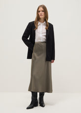 OVS Grey Satin Skirt With Regular Fit And Elastic Waist