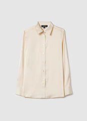 OVS Beige Long Sleeve Satin Shirt Regular Fit