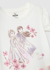 Ovs Elasticated Cotton Dress For Girls With Frozen Print