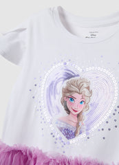 Ovs Regular Fit Stretch Cotton Dress For Girls With Frozen Print