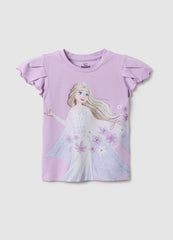Ovs Multicolour Stretch Cotton T-Shirt For Girls With Frozen Print