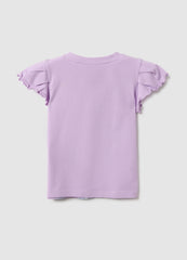 Ovs Multicolour Stretch Cotton T-Shirt For Girls With Frozen Print
