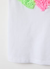 Ovs Girls' White Stretch Cotton Regular Fit T-Shirt With Hearts
