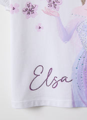 Ovs Multicolour Stretch Cotton T-Shirt For Girls With Frozen Print
