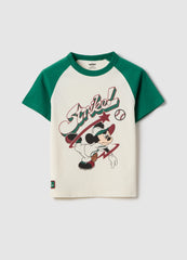 Ovs Children'S Multicolour Cotton Blend T-Shirt With Mickey Mouse Print