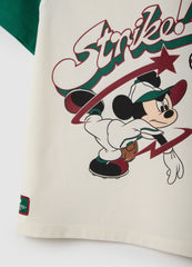 Ovs Children'S Multicolour Cotton Blend T-Shirt With Mickey Mouse Print