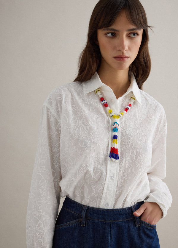 OVS Oversized Fit White Pure Cotton Sangallo Shirt